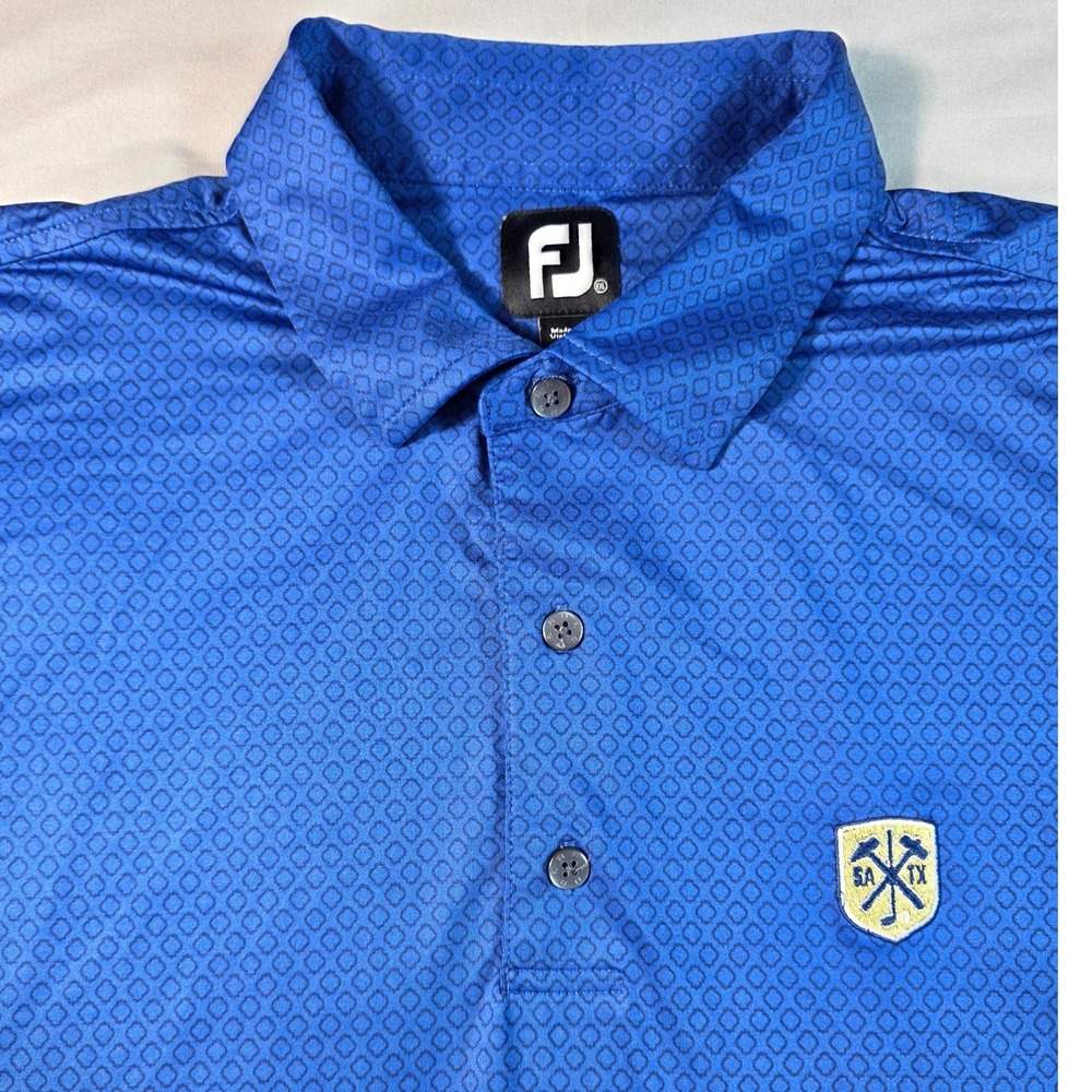 FootJoy The Quarry Golf Course Polo Mens XXL Blue Geometric Performance Shirt